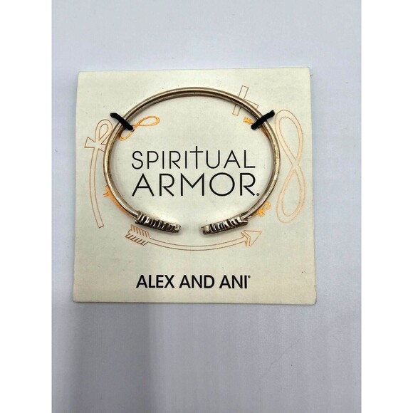 New w/ Tag Alex and Ani Spiritual Armor Silver "Feather" Bracelet MSRP: $98.00 - Picture 2 of 4